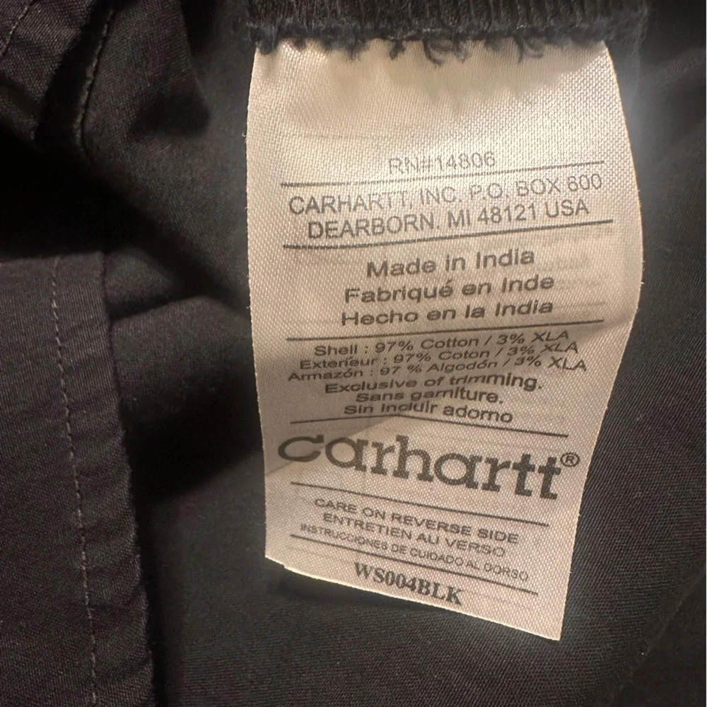Carhartt Black Sleeveless Button-Down Vest Shirt with White Pearl Buttons Size L - Picture 7 of 7